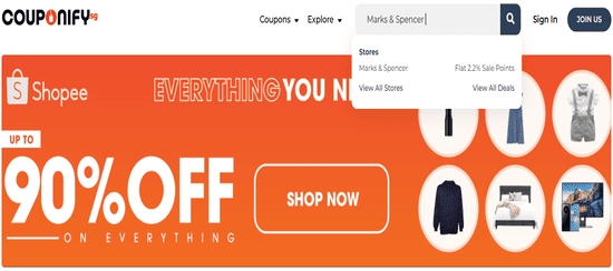 Search Marks & Spencer