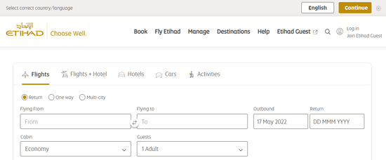 Etihad Airways Official Website