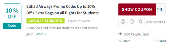 Promo Etihad Airways Code