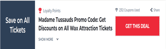 Promo Madame Tussauds Code